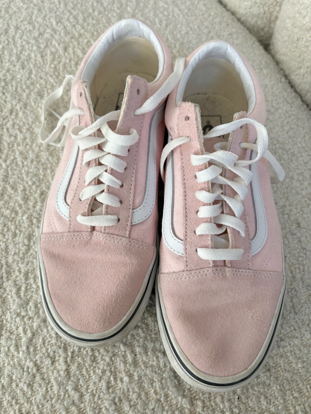 Vans Pink and White Old Skool Low Top Sneakers